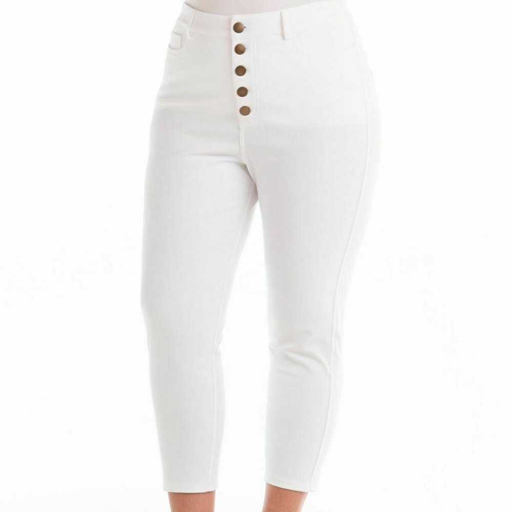 FRESH PRODUCE White 3X Freshfit Hi-Rise Crop Skinny Pants Spandex stretchy